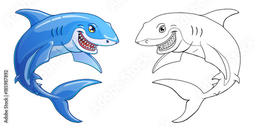 Smiling shark on a white background