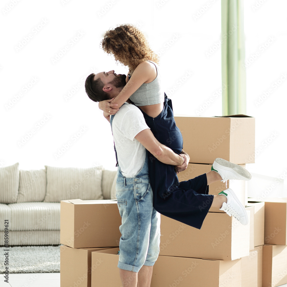 Portrait of a happy couple moving to a new house Portrait of a happy couple moving to a new house
