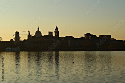 Italy, Lombardia: Skyline of Mantova.