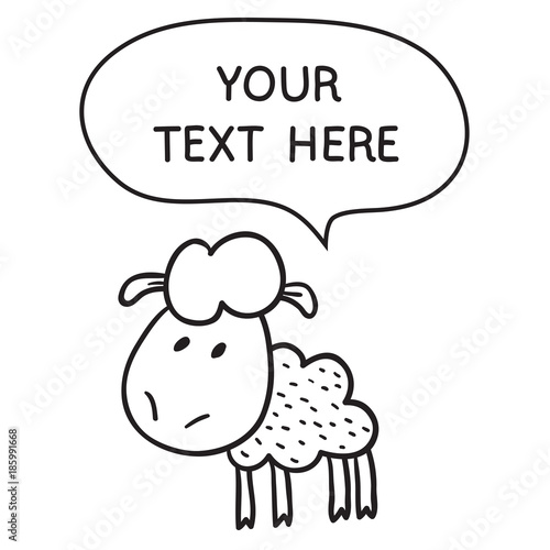 Sheep With Speech Bubble. Beautiful vector design.