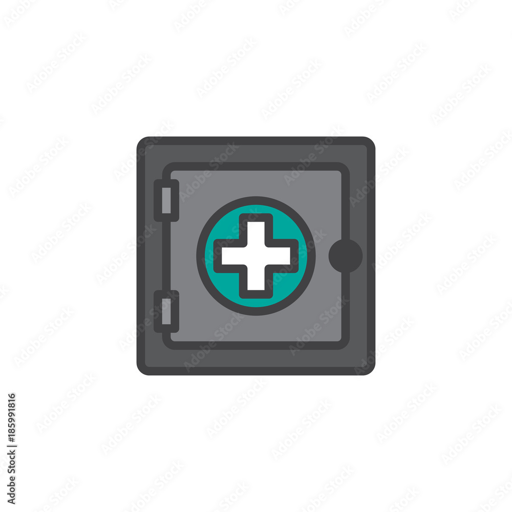 Emergency kit filled outline icon, line vector sign, linear colorful pictogram isolated on white. Medicine chest symbol, logo illustration. Pixel perfect vector graphics Emergency kit filled outline icon, line vector sign, linear colorful pictogram isolated on white. Medicine chest symbol, logo illustration. Pixel perfect vector graphics