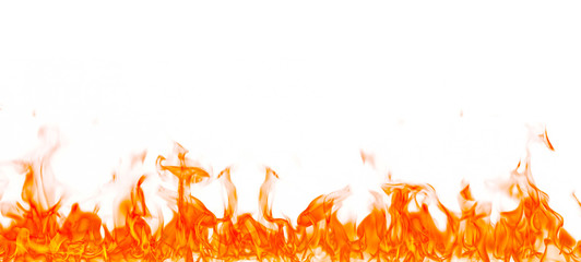 Fire flames isolated on white background.