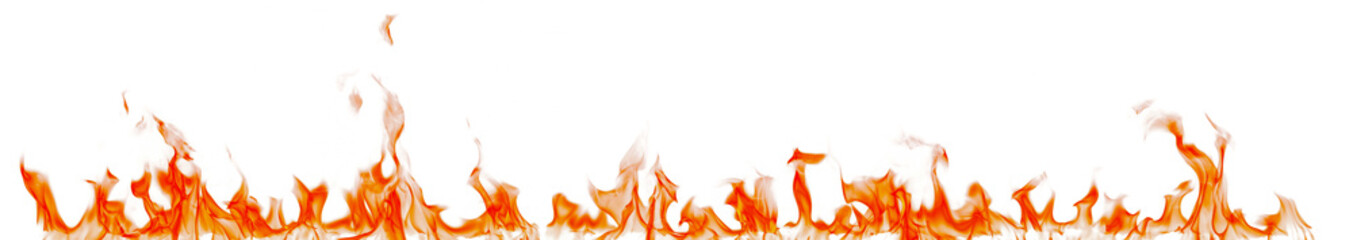 Fire flames isolated on white background.
