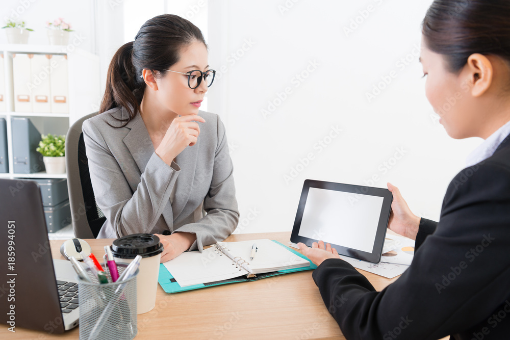 business people women discussing cooperation case business people women discussing cooperation case