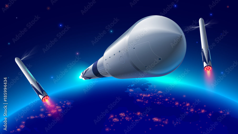 heavy reusable launch rockets into space. Heavy rocket separation