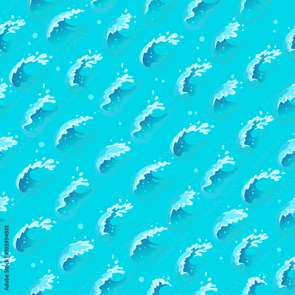 Vector seampless marine pattern with blue water waves isolated on blue background in blue colors. Good for packaging paper design, banner background, product package. Vector seampless marine pattern with blue water waves isolated on blue background in blue colors. Good for packaging paper design, banner background, product package.