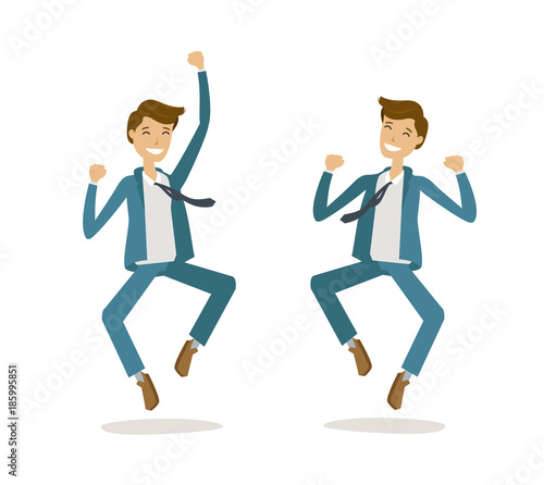 Successful businessman or student. Luck, success, happy concept. Cartoon vector illustration