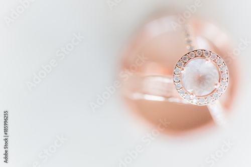 rose gold coloured wedding rings photo