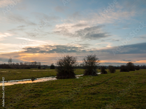 empty wet grass field low light sunset landscape dedham plain empty no people dramatic sky