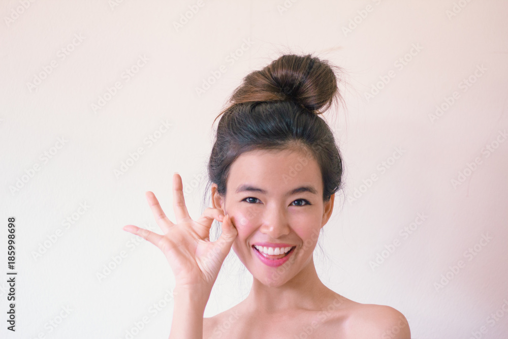 Beauty Skincare concept- Young Asian woman after shower Beauty Skincare concept- Young Asian woman after shower