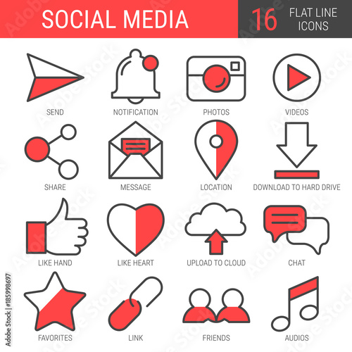 Social Media Line Icon Set