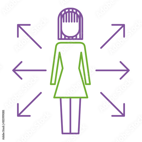 businesswoman options arrows direction choise