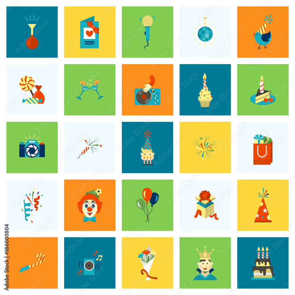 Happy Birthday Icons Set Happy Birthday Icons Set