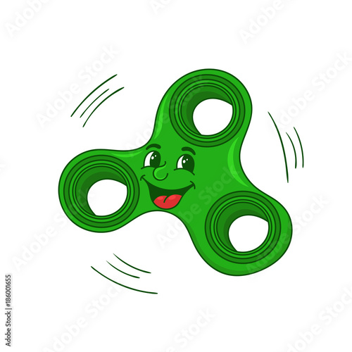 cartoon green spinner , vector illustration