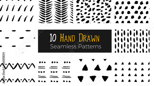 Hand drawn ink seamless pattern