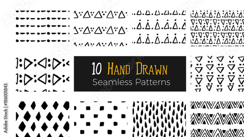 Hand drawn ink seamless pattern