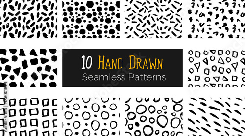 Hand drawn ink seamless pattern