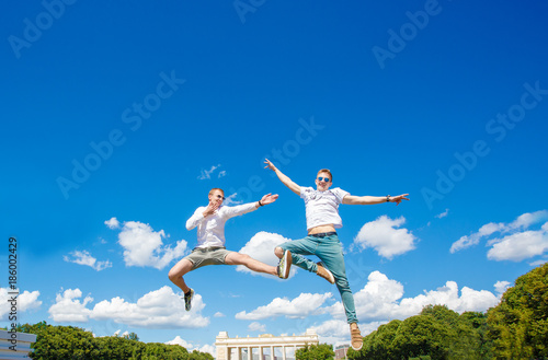 Two Guys are hovering in the air