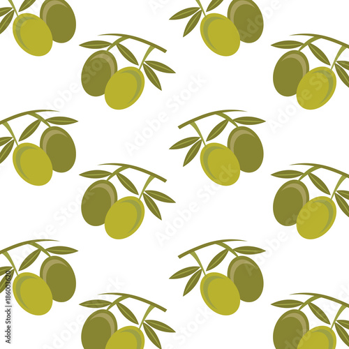 seamless pattern vnutrition olive leaves fruit ector illustration
