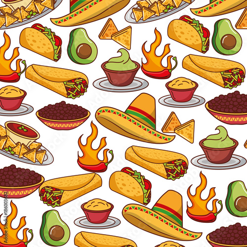 mexican fast food seamless pattern vector illustration
