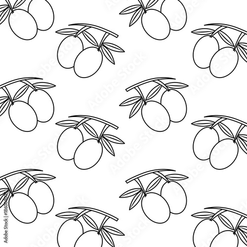 seamless pattern nutrition olive leaves fruit ector illustration outline design