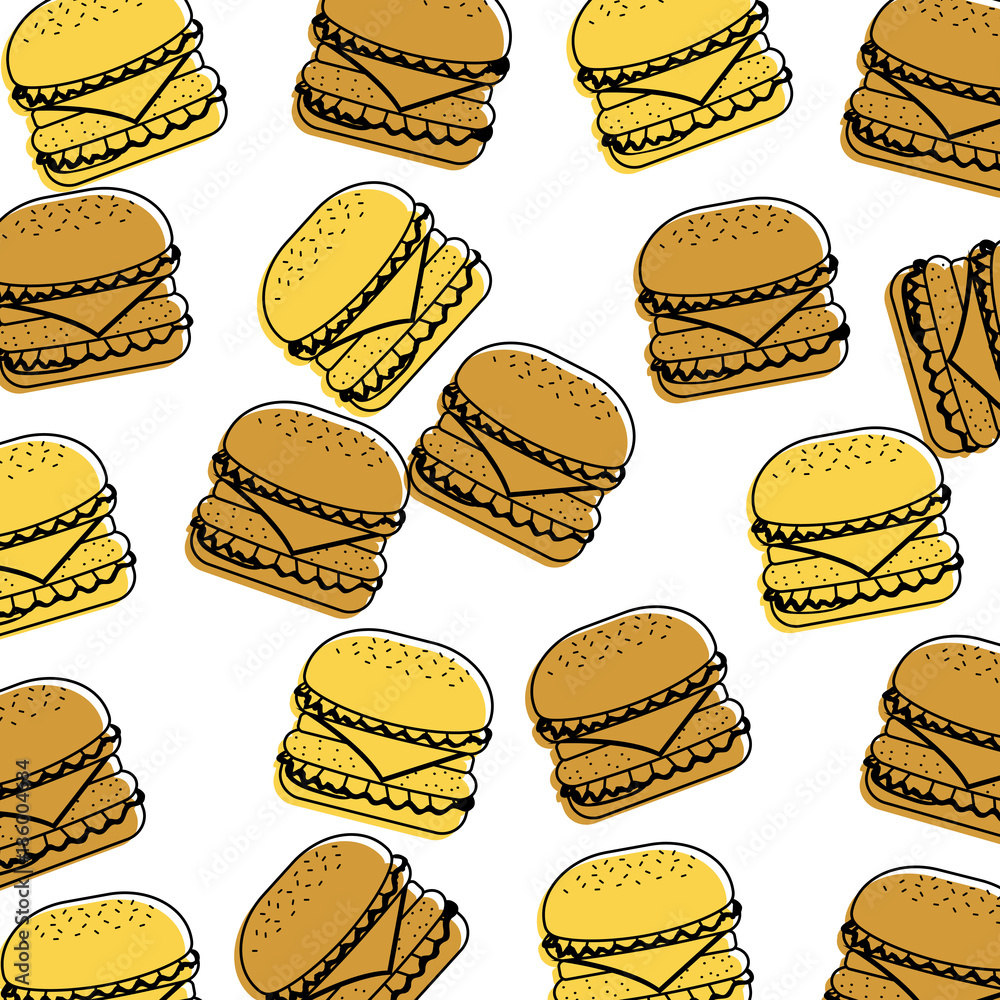 fast food burger delicious seamless pattern vector illustration