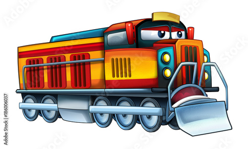 cartoon funny looking train - illustration for children