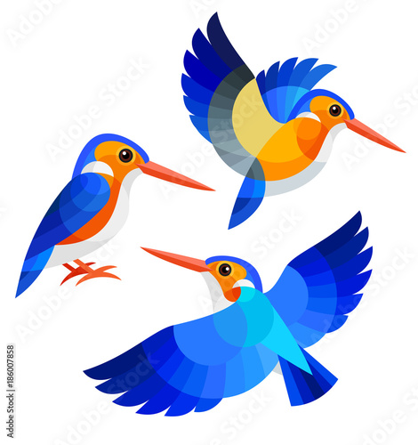 Stylized Birds - White-bellied Kingfisher