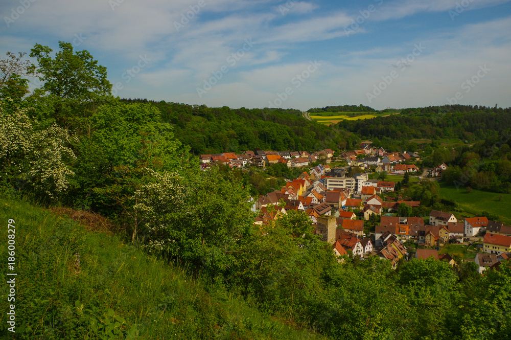 MOENSHEIM, PFORZHEIM, GERMANY - April 29. 2015: Monsheim is a town in the district of Enz in Baden-Wuerttemberg in southern BRD. MOENSHEIM, PFORZHEIM, GERMANY - April 29. 2015: Monsheim is a town in the district of Enz in Baden-Wuerttemberg in southern BRD.