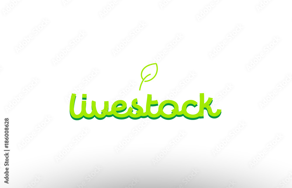 livestock word concept with green leaf logo icon company design