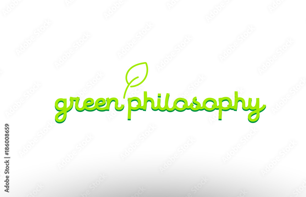 green philosophy word concept with green leaf logo icon company design green philosophy word concept with green leaf logo icon company design