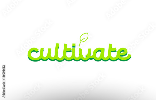 cultivate word concept with green leaf logo icon company design