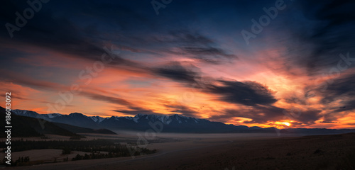 View Chuya ridge Altai on sunrise, Western Siberia, Altai © Dmitry