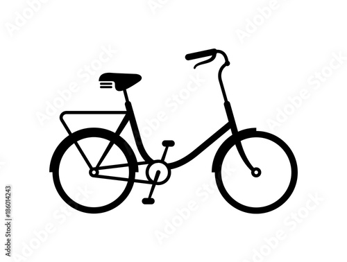 Vintage Kids Bicycle Silhouette. Simple Vector Illustration Of A Old Fashioned Bike.