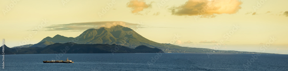 Panoramic view of Nevis Peak on the island of Nevis