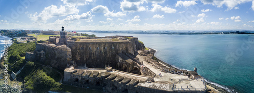 Aerial panorama of El Morro fort and San Juan, Puerto Rico.