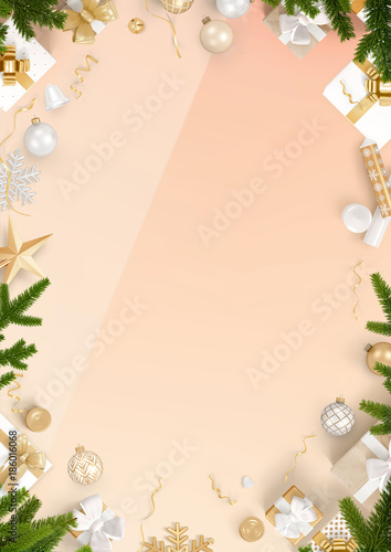 New Year decoration border, golden gradient background