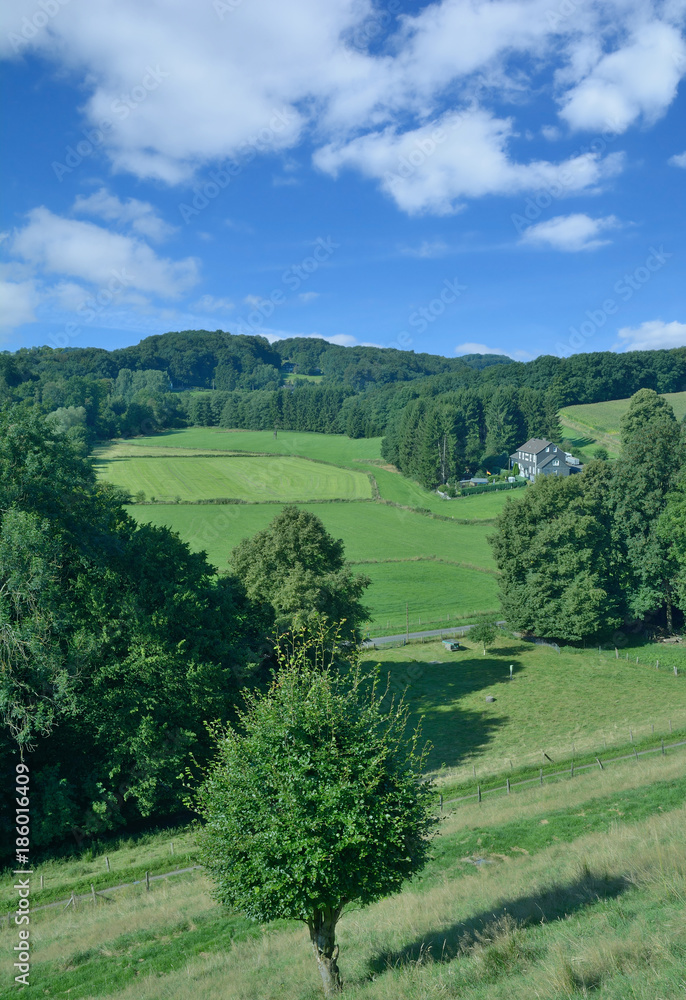 typische Landschaft im Bergischen Land,Nordrhein-Westfalen,Deutschland