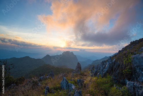 Landscape view of Doi Luang Chiangdao while sunset in Chiangmai  Thailand.