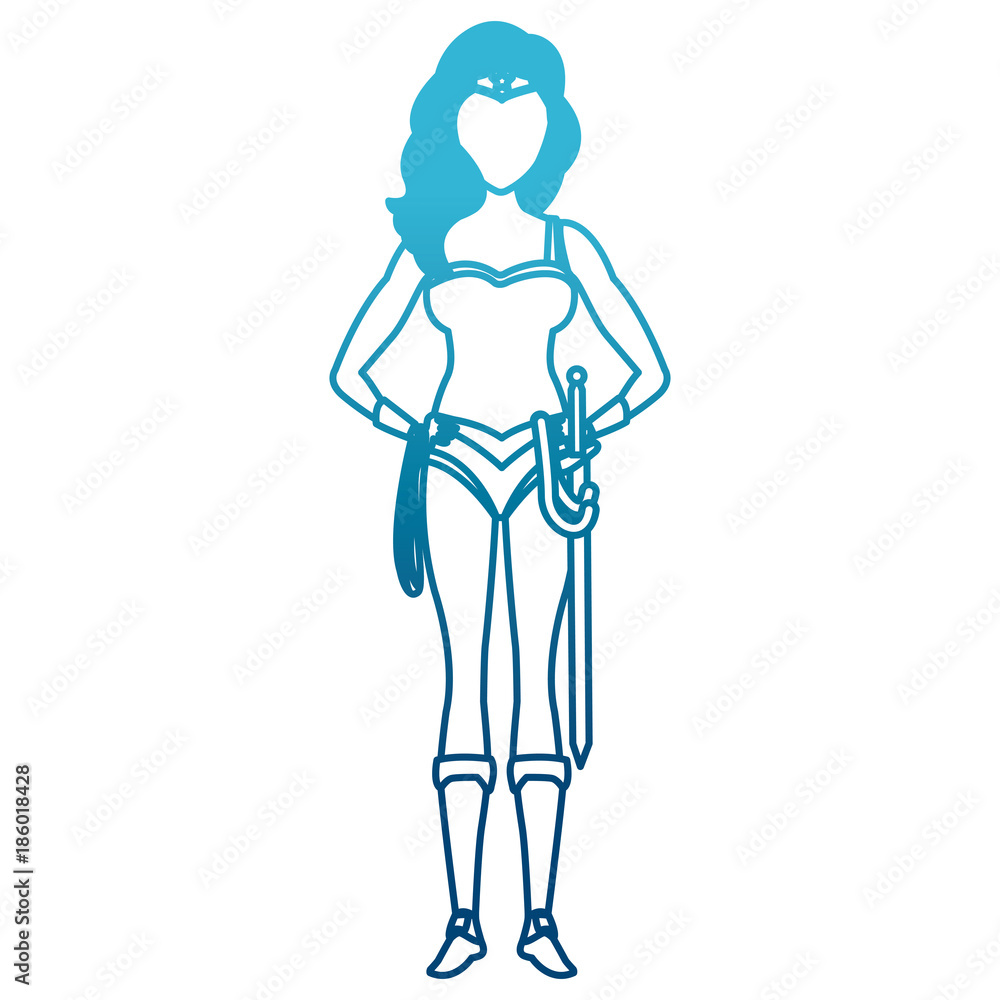 Beautiful woman medieval warrior icon vector illustration graphic design