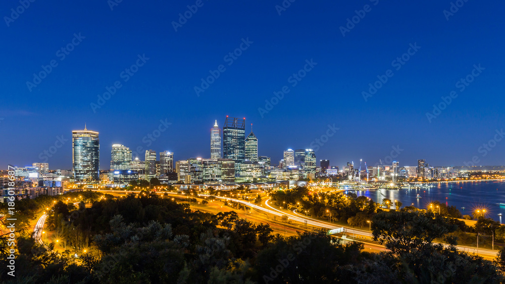 Night view of Perth Skyline from King's Park