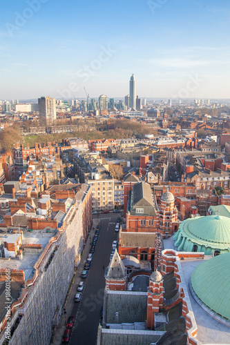 Aerial view of London, Westminster Cathedral area.