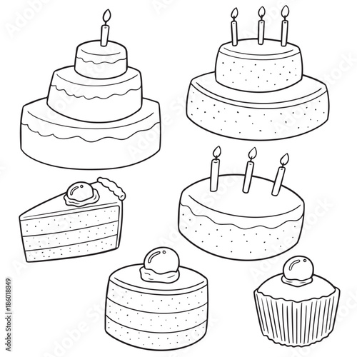 vector set of cakes