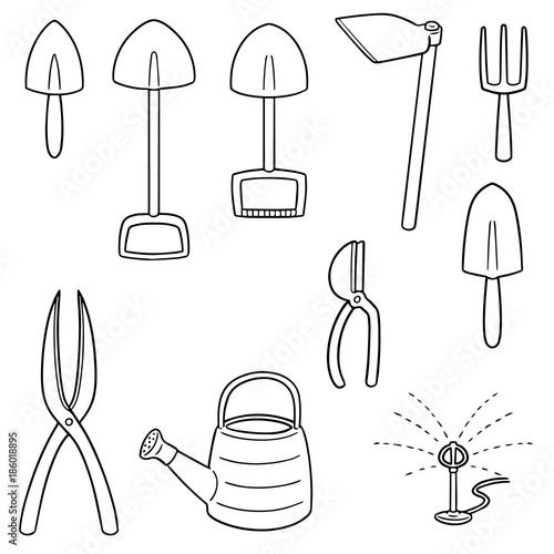 vector set of gardening tools
