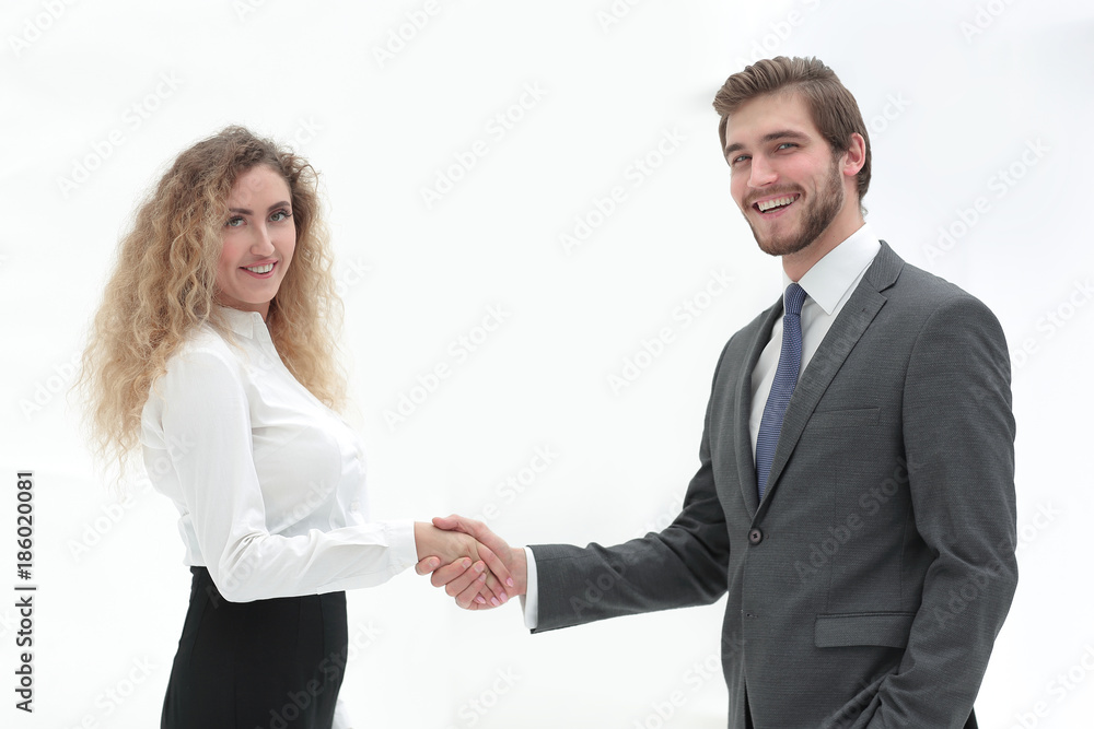 handshake Manager and client on blurred background