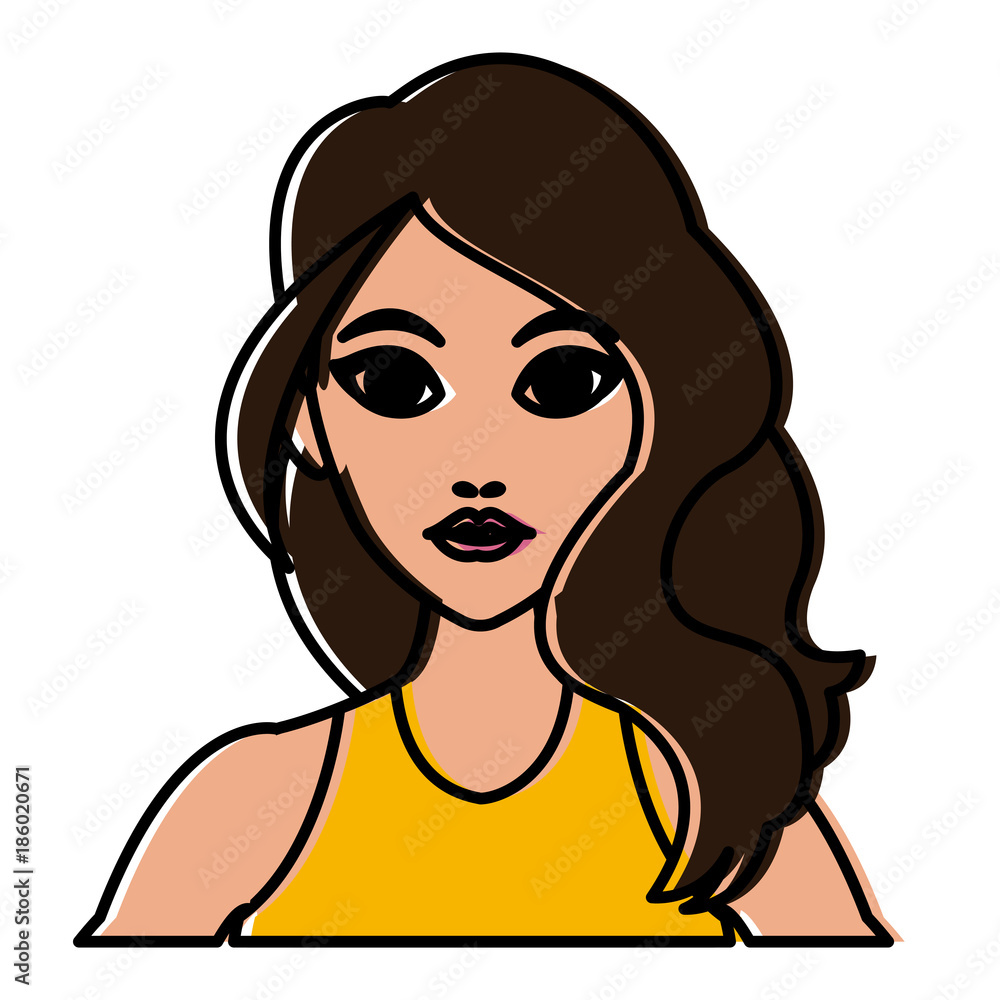 Beautiful woman profile cartoon icon vector illustration graphic design Beautiful woman profile cartoon icon vector illustration graphic design