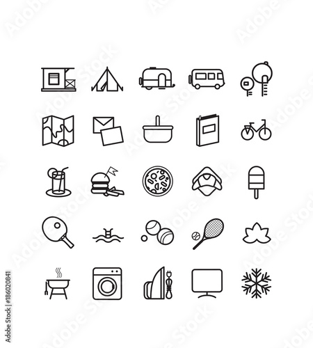Collection de pictos pour camping, camp de vacances