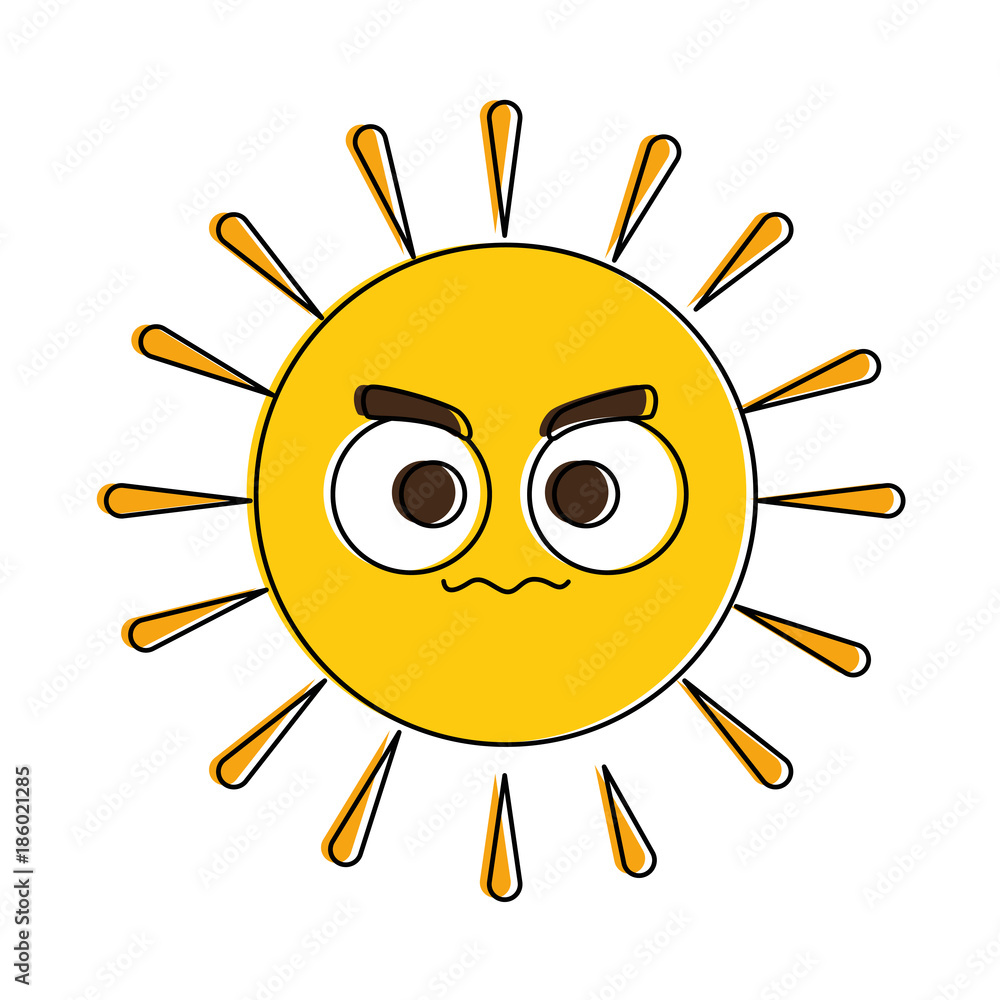 summer sun angry kawaii character