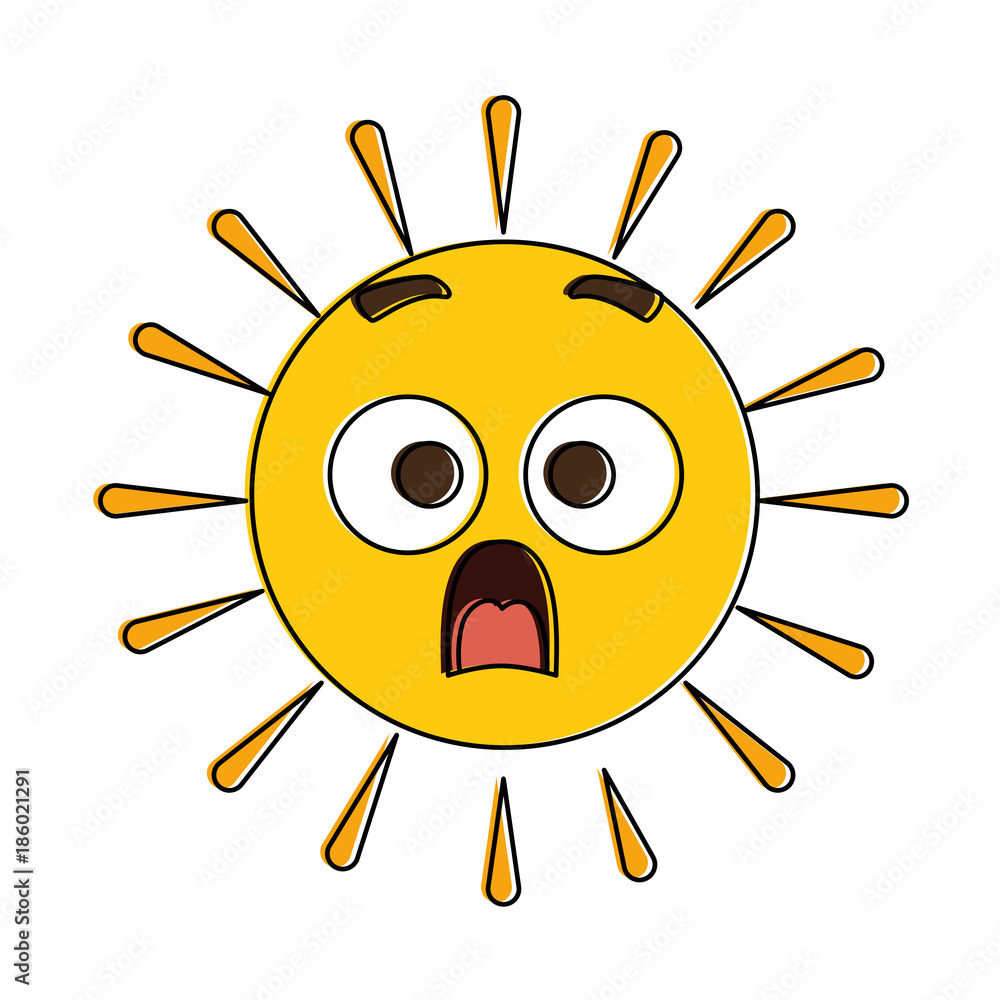 summer sun terrified kawaii character summer sun terrified kawaii character