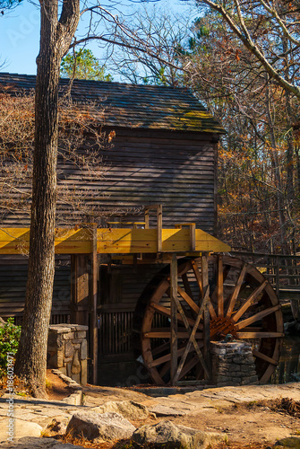 Grist Mill in the Stone Mountain Park in sunny autumn day, Georgia, USA
